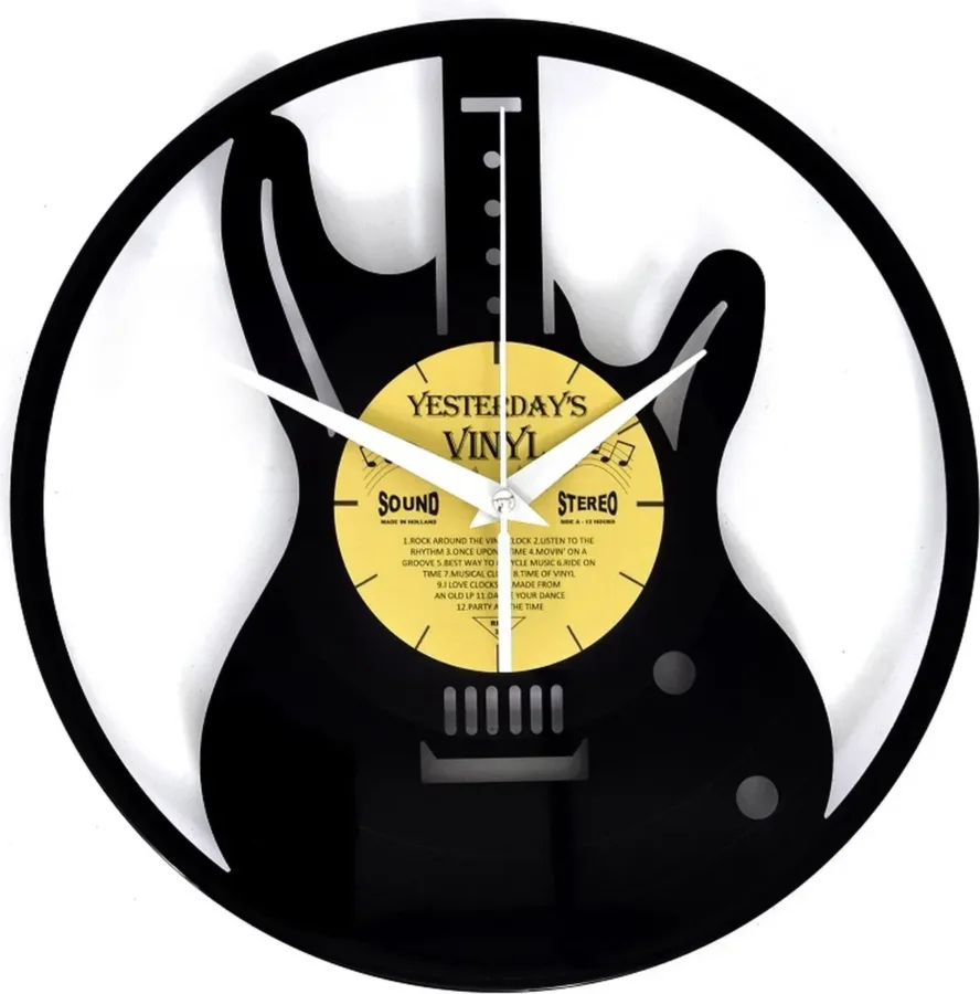 Vinyl clock GUITAR bij GrappigSpul