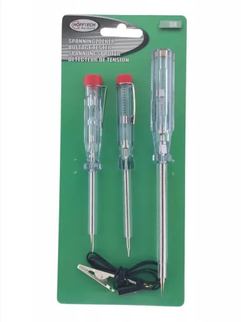 Hofftech Spanningzoeker - Stroomschroevendraaier - 6 & 12 & 24 Volt - 4 delig bij GrappigSpul