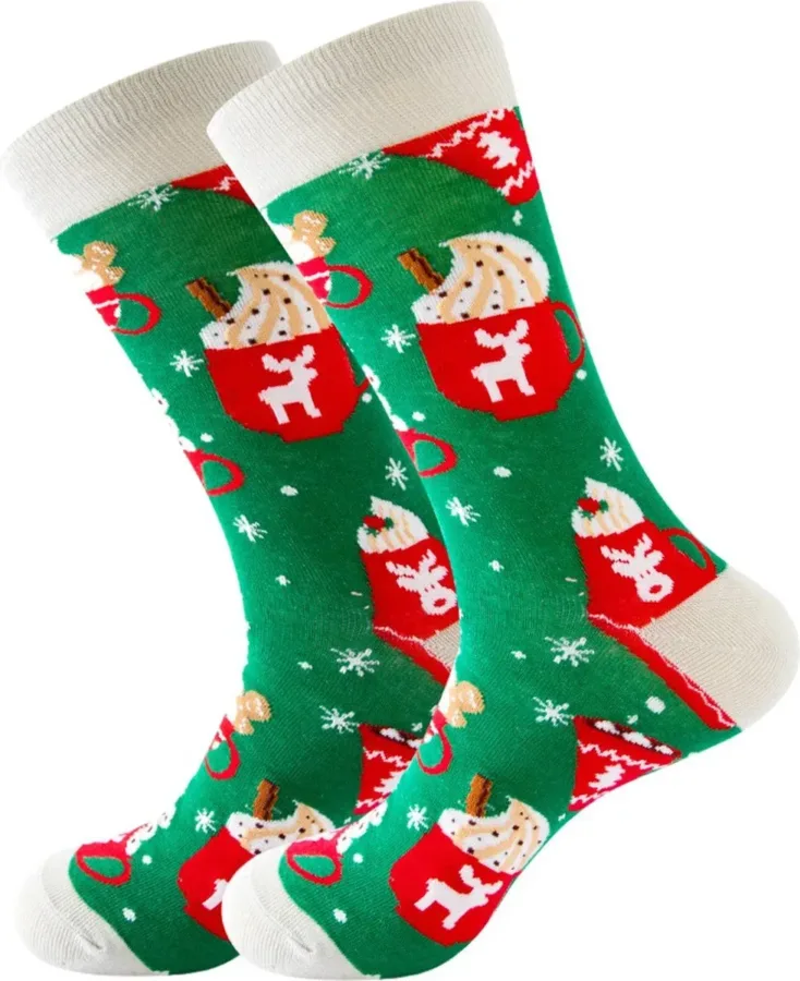 Funny Sokken Kerst Chocomelk met slagroom mt 38-45 bij GrappigSpul