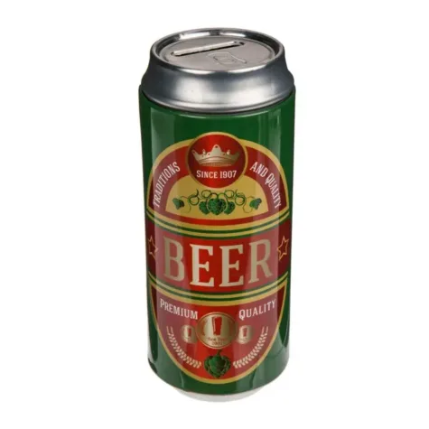 Spaarpot bierblik - Rood bij GrappigSpul