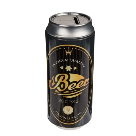 Spaarpot Bierblik Zwart bij GrappigSpul