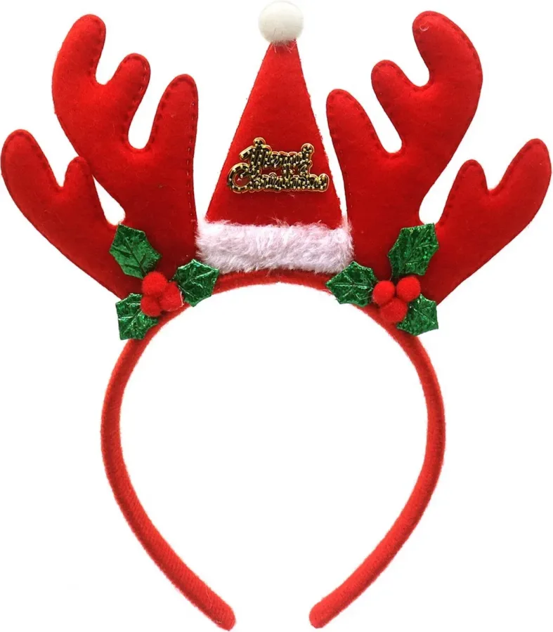 Haarband voor Kerst - Diadeem Kerstmis - Gewei Rood bij GrappigSpul