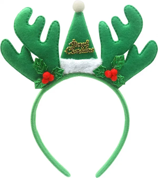 Haarband voor Kerst - Diadeem Kerstmis - Gewei Groen bij GrappigSpul