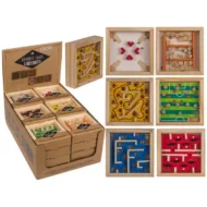 Houten Labyrint puzzel 9 x 9 cm 1 stuk assorti geleverd bij GrappigSpul