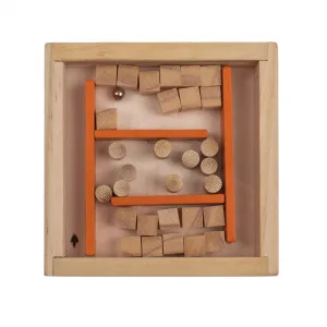 Houten Labyrint puzzel 9 x 9 cm 1 stuk assorti geleverd bij GrappigSpul