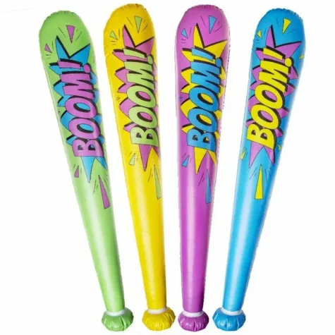Opblaas knuppel BOOM assortie kleur 85cm bij GrappigSpul