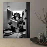 Canvas poster Aap op toilet 21 x 30 cm zonder lijst badkamer decoratie bij GrappigSpul