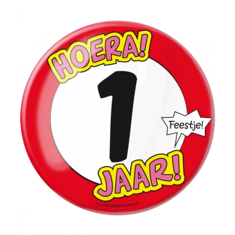 Button XL - 1 jaar bij GrappigSpul