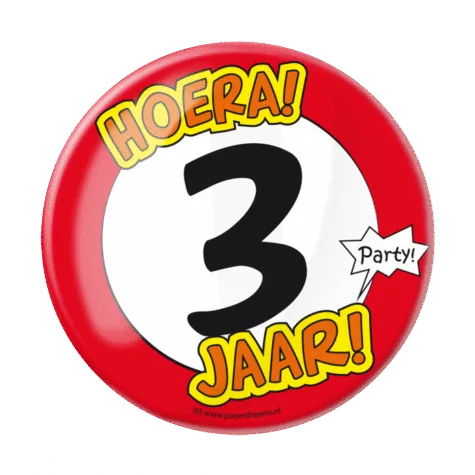 Button XL - 3 jaar bij GrappigSpul
