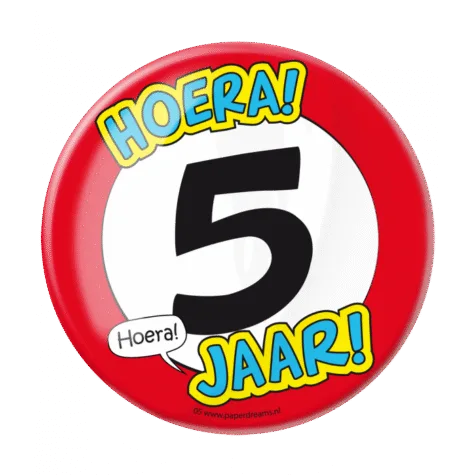 Button XL - 5 jaar bij GrappigSpul