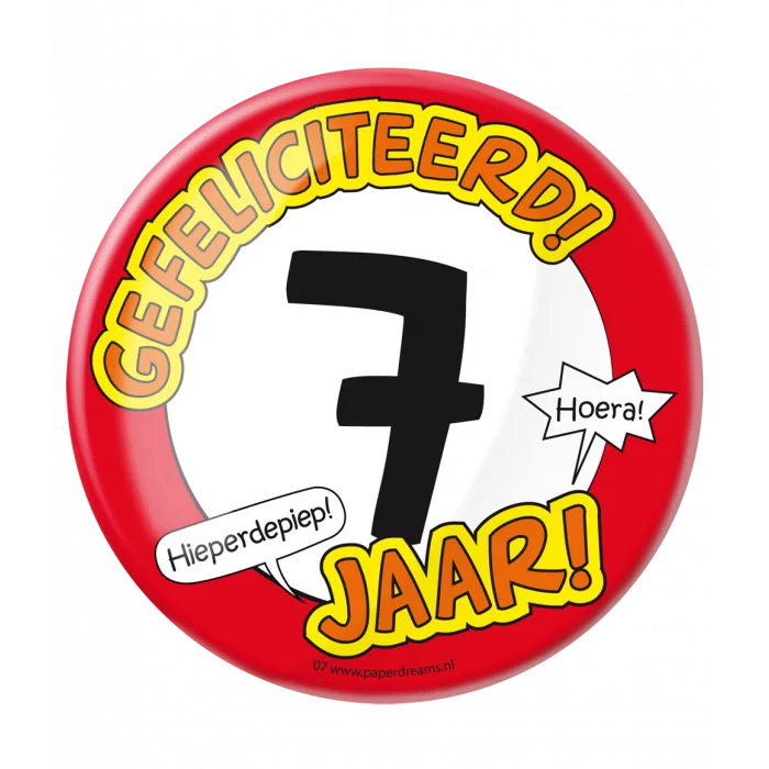 Button XL - 7 jaar bij GrappigSpul