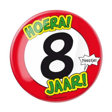 Button XL - 8 jaar bij GrappigSpul
