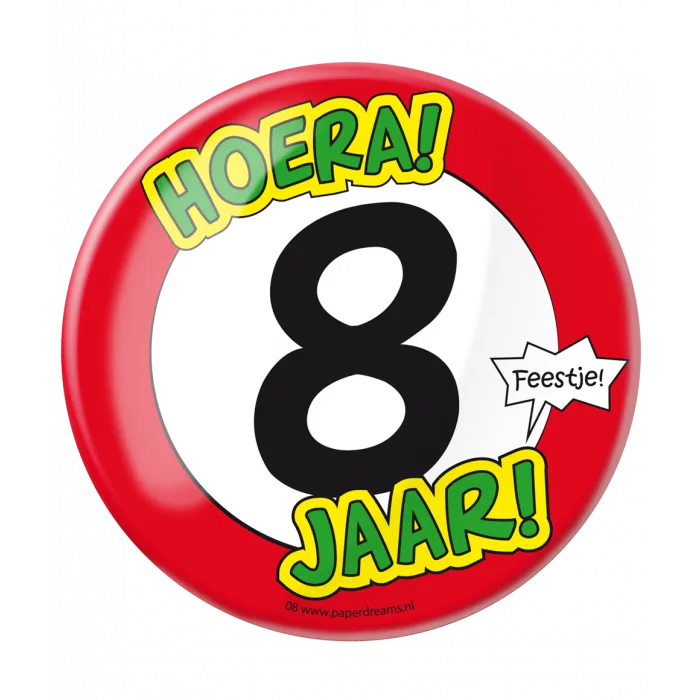 Button XL - 8 jaar bij GrappigSpul