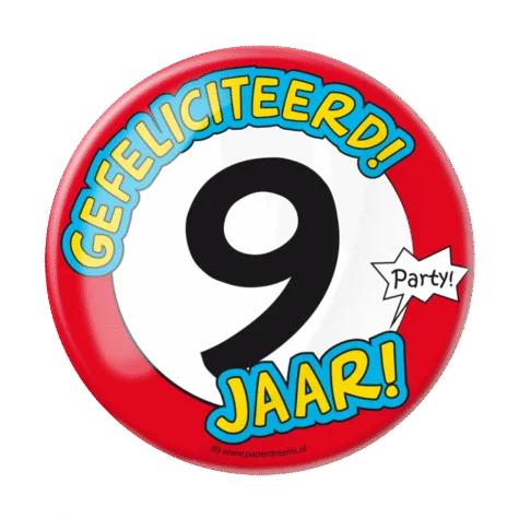 Button XL - 9 jaar bij GrappigSpul