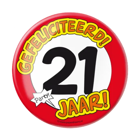 Button XL - 21 jaar bij GrappigSpul