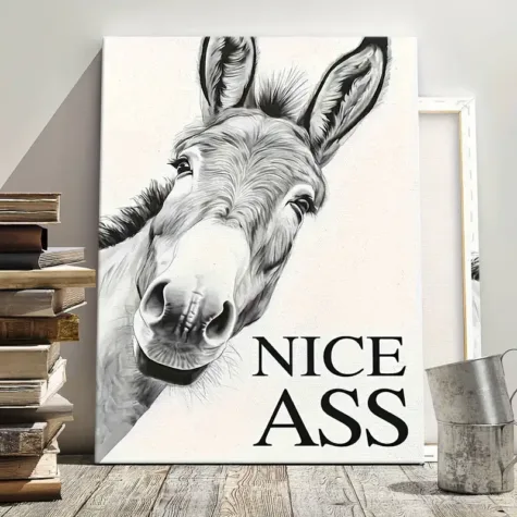 Canvas poster Donkey nice ass, 30 x 40 cm zonder lijst bij GrappigSpul