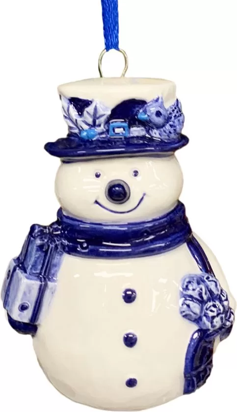 Kerstornament sneeuwman Defts blauw bij GrappigSpul