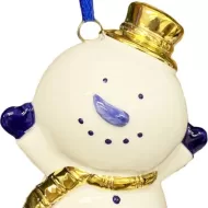 Kerstornament Sneeuwpop Delfts Blauw met goud bij GrappigSpul